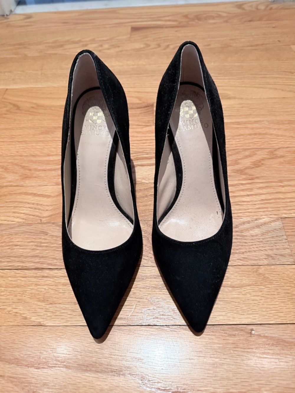 Vince Camuto Black Suede Pointed Pumps